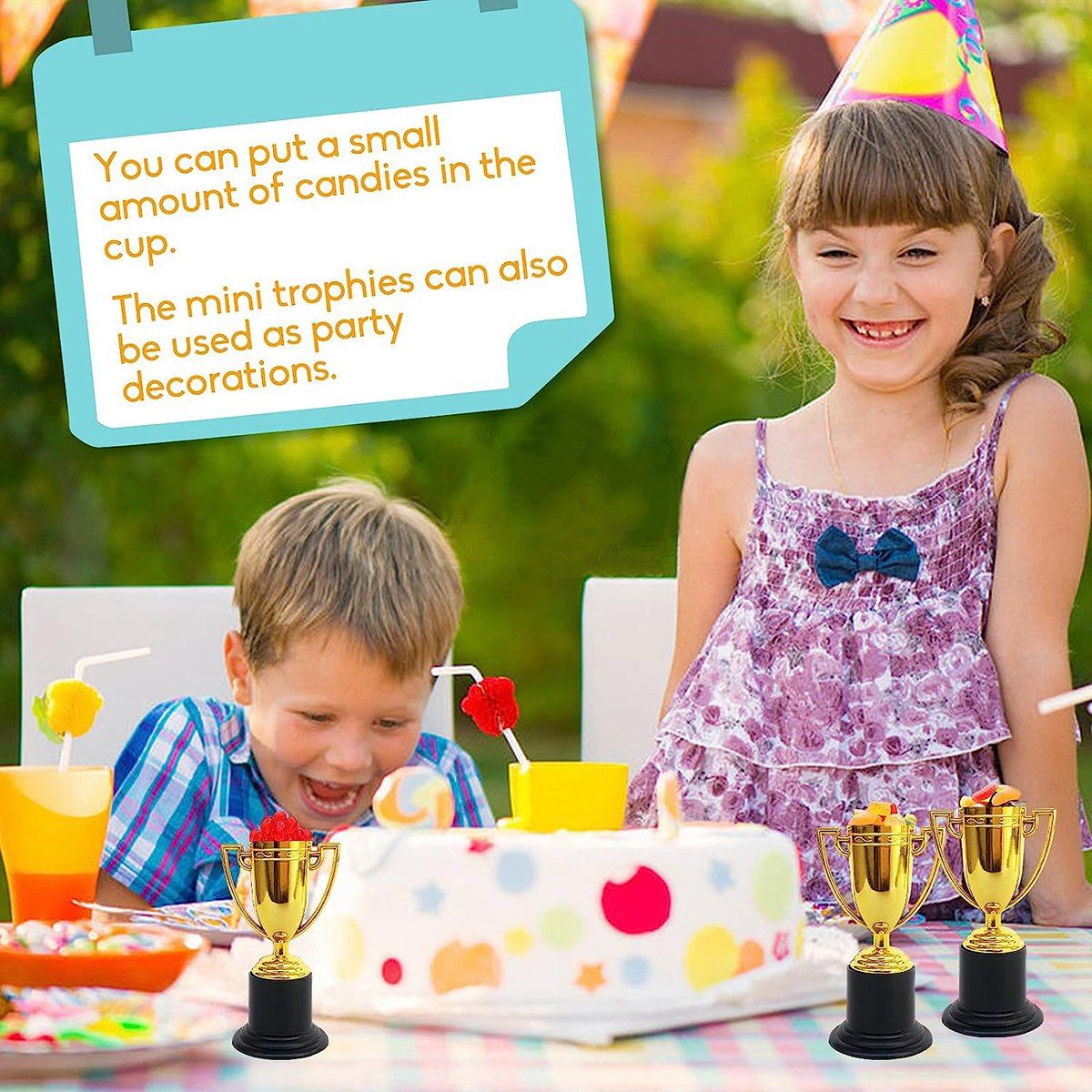 24 Pack Mini Trophy for Kids Awards,Plastic Gold Award Trophy Cups