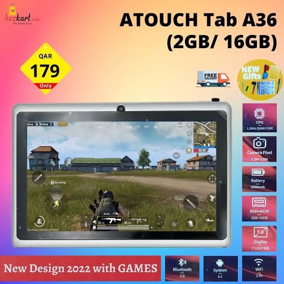 Educational Tablet For Kids 16gb Ram 2gb Rom- Black Pouch