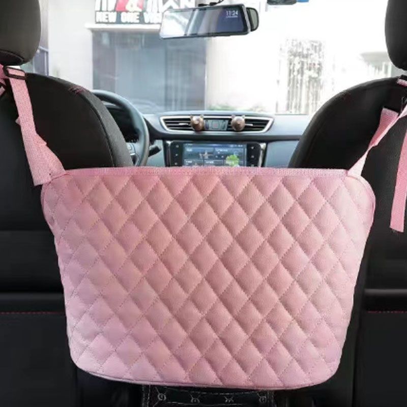 PU Leather Car Handbag Holder Interior Auto Seat Middle Box Seat Hanger Storage Bag Hanging Pocket Handbag For Men Women Girls Pink Original