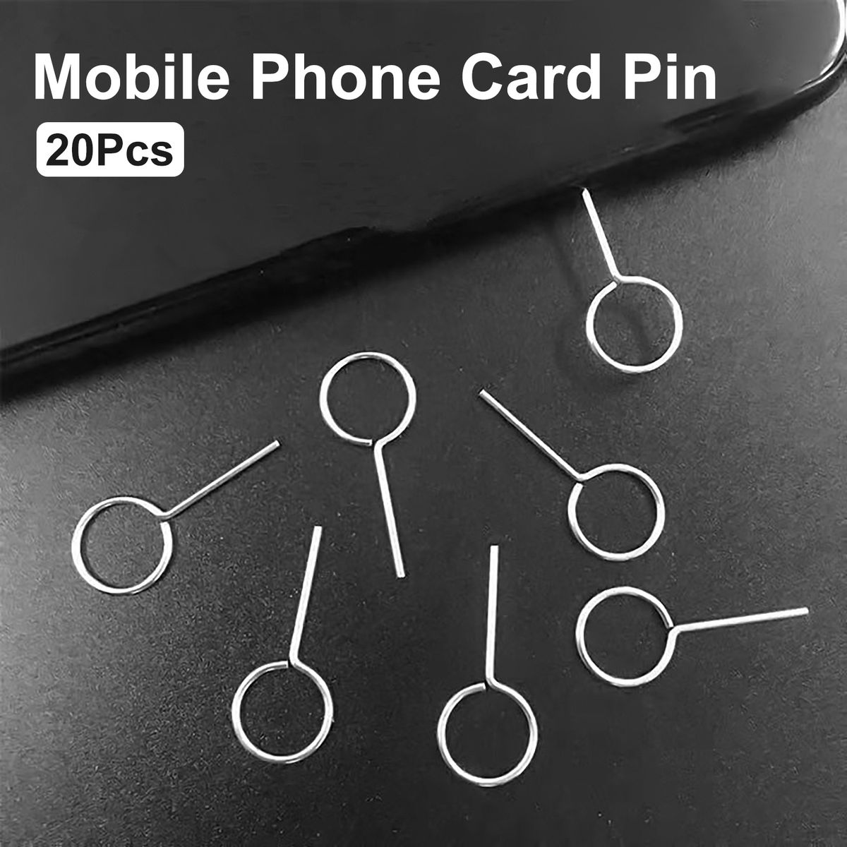 20Pcs SIM Card Remover Anti-Lost Wide Compatible Round Cellphones SIM Card Pin For Tablet-Sliver White