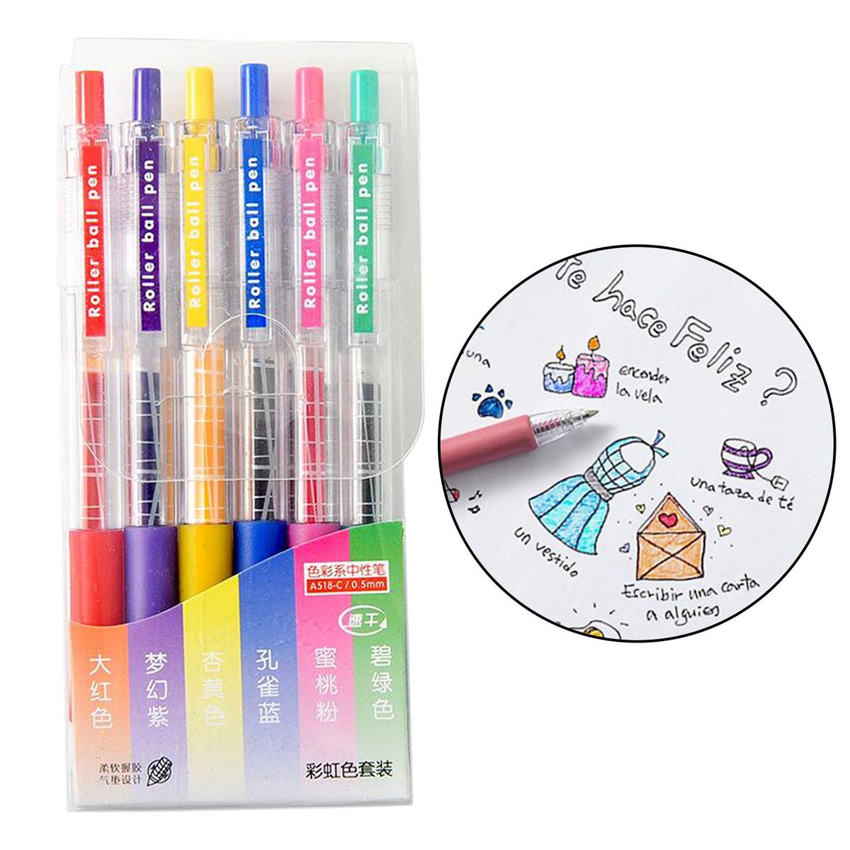 6Colors  Pens Set Adults Highlighter Drawing Sketching Colorful Ink