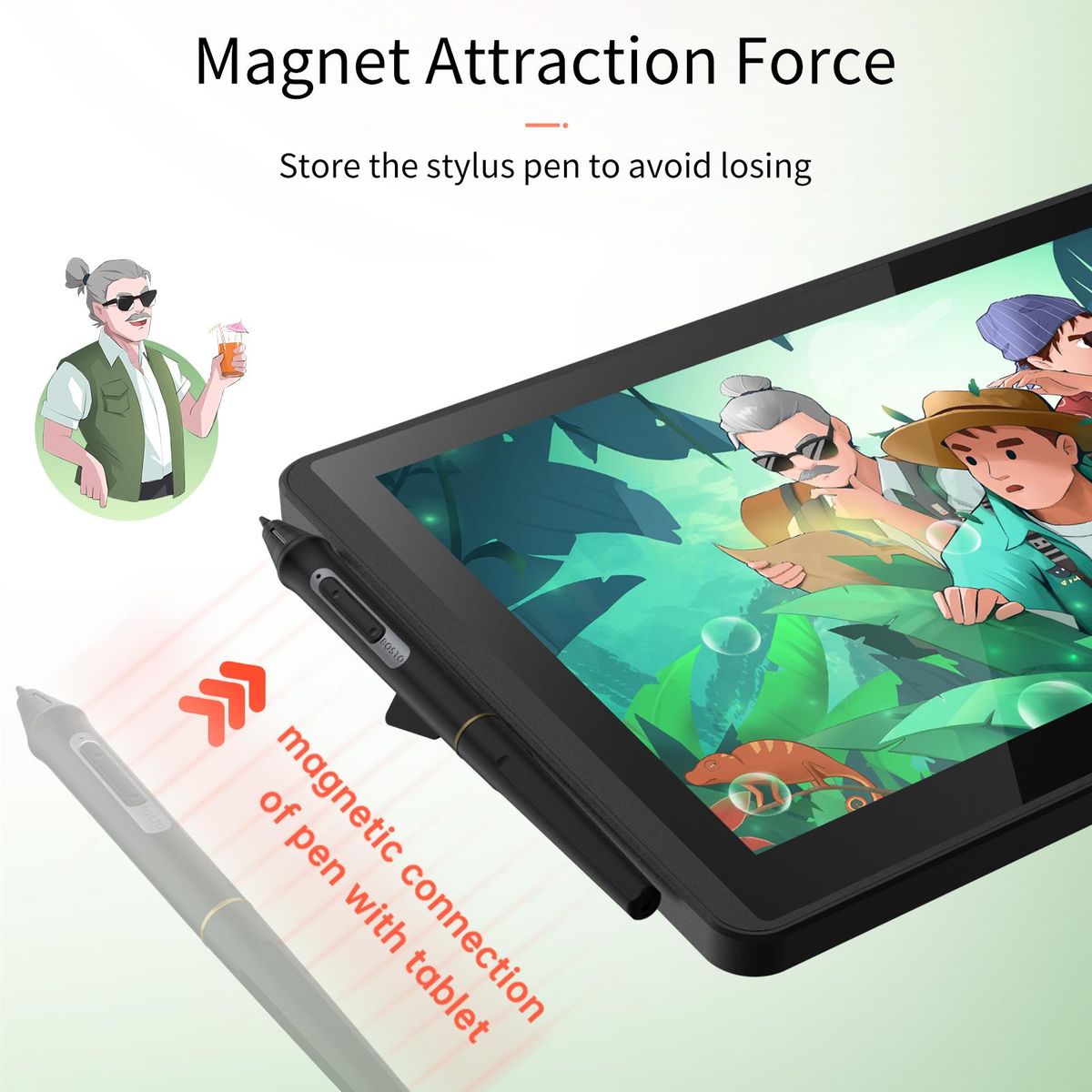 Bisofice 12HD-A H-IPS LCD Graphics Drawing Tablet Monitor 11.6 Inch Size 1366x768 Display 8192 Pressure Level Passive Technology with Tilt Function Support Windows MacOS USB-Powered Low Consumption Drawing Tablet with Interac