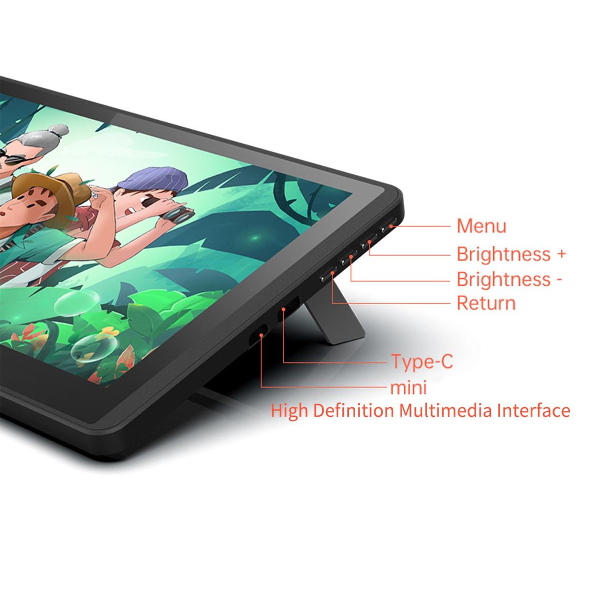 Bisofice 12HD-A H-IPS LCD Graphics Drawing Tablet Monitor 11.6 Inch Size 1366x768 Display 8192 Pressure Level Passive Technology with Tilt Function Support Windows MacOS USB-Powered Low Consumption Drawing Tablet with Interac