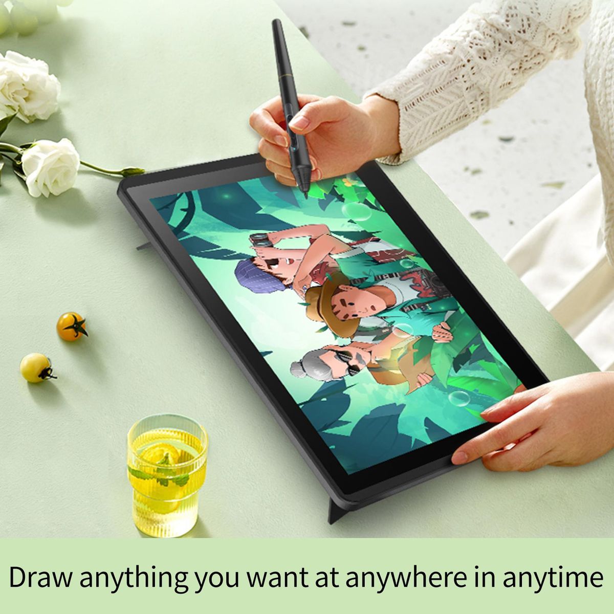 Bisofice 12HD-A H-IPS LCD Graphics Drawing Tablet Monitor 11.6 Inch Size 1366x768 Display 8192 Pressure Level Passive Technology with Tilt Function Support Windows MacOS USB-Powered Low Consumption Drawing Tablet with Interac
