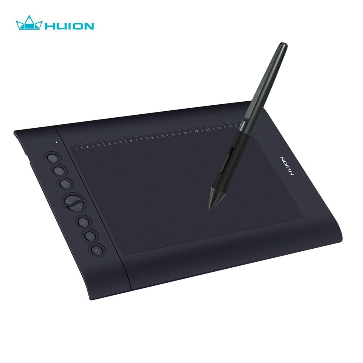 Huion H610 Pro V2 10x6.25 Inch Professional Graphics Drawing Tablet Signature Pad Board with 8 Express Keys 16 Soft Keys 8192 Levels Battery-Free Stylus Compatible with Windows 7/8/10 & Mac OS for Drawing Teaching Signature O