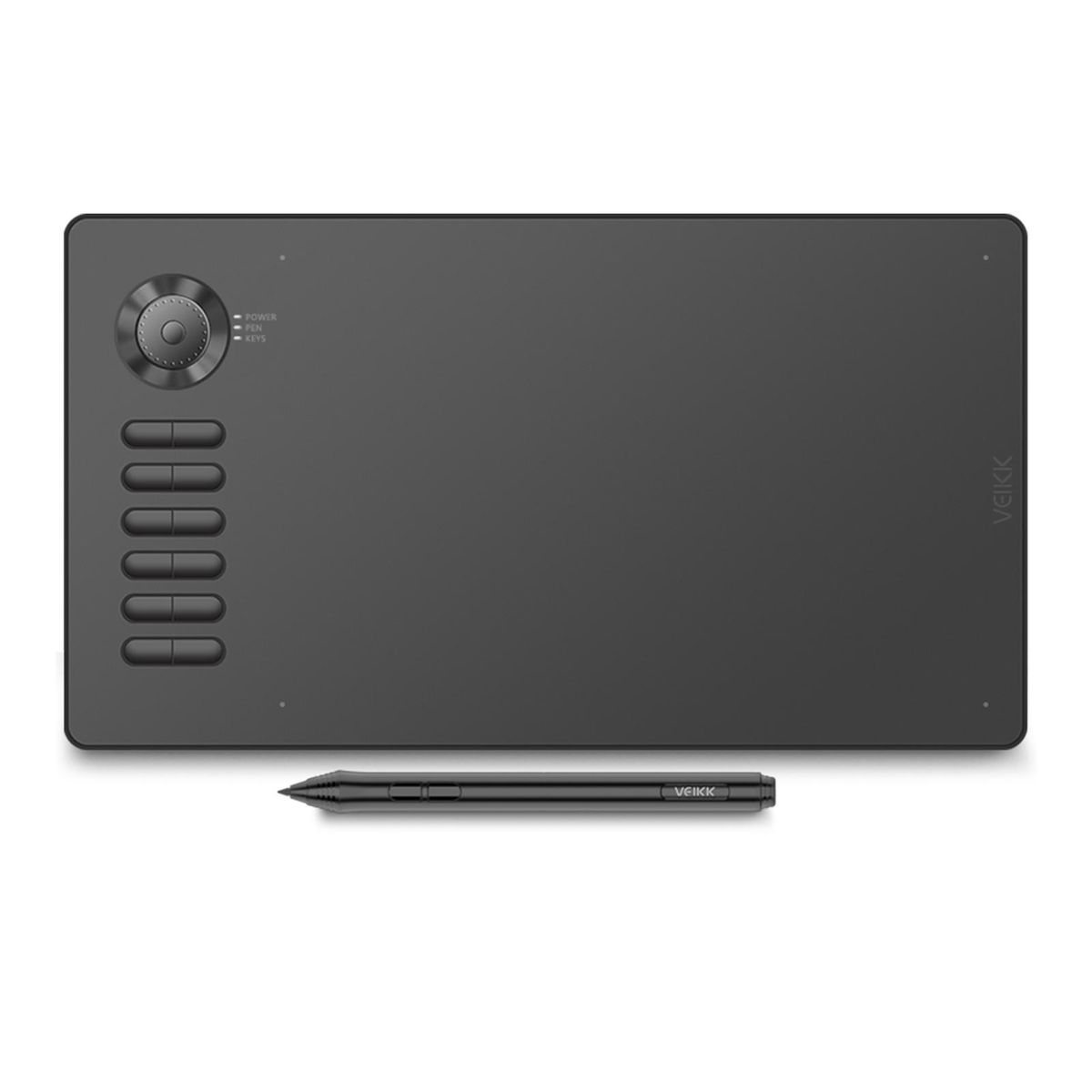 VEIKK A15 Pro Graphic Drawing Tablet with 8192 Sensitivity Battery-free Pen 12 Hotkeys & Functional Dial 10x6Inch 250RPS 5080LPI for Laptop PC Compatible with Windows Mac Android OS for Painting Sketch Design Online Teaching 