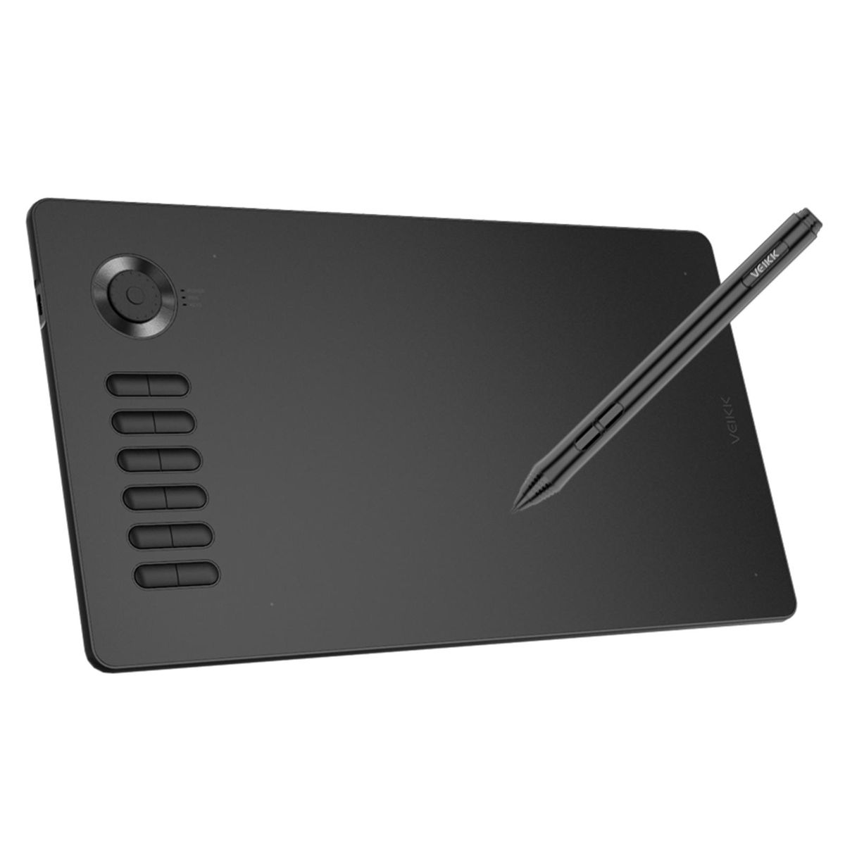 VEIKK A15 Pro Graphic Drawing Tablet with 8192 Sensitivity Battery-free Pen 12 Hotkeys & Functional Dial 10x6Inch 250RPS 5080LPI for Laptop PC Compatible with Windows Mac Android OS for Painting Sketch Design Online Teaching 