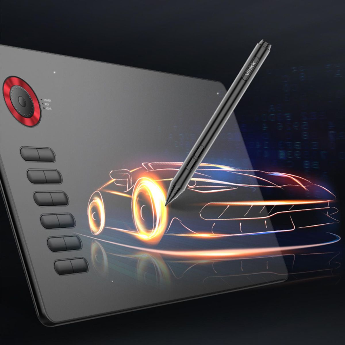 VEIKK A15 Pro Graphic Drawing Tablet with 8192 Sensitivity Battery-free Pen 12 Hotkeys & Functional Dial 10x6Inch 250RPS 5080LPI for Laptop PC Compatible with Windows Mac Android OS for Painting Sketch Design Online Teaching 