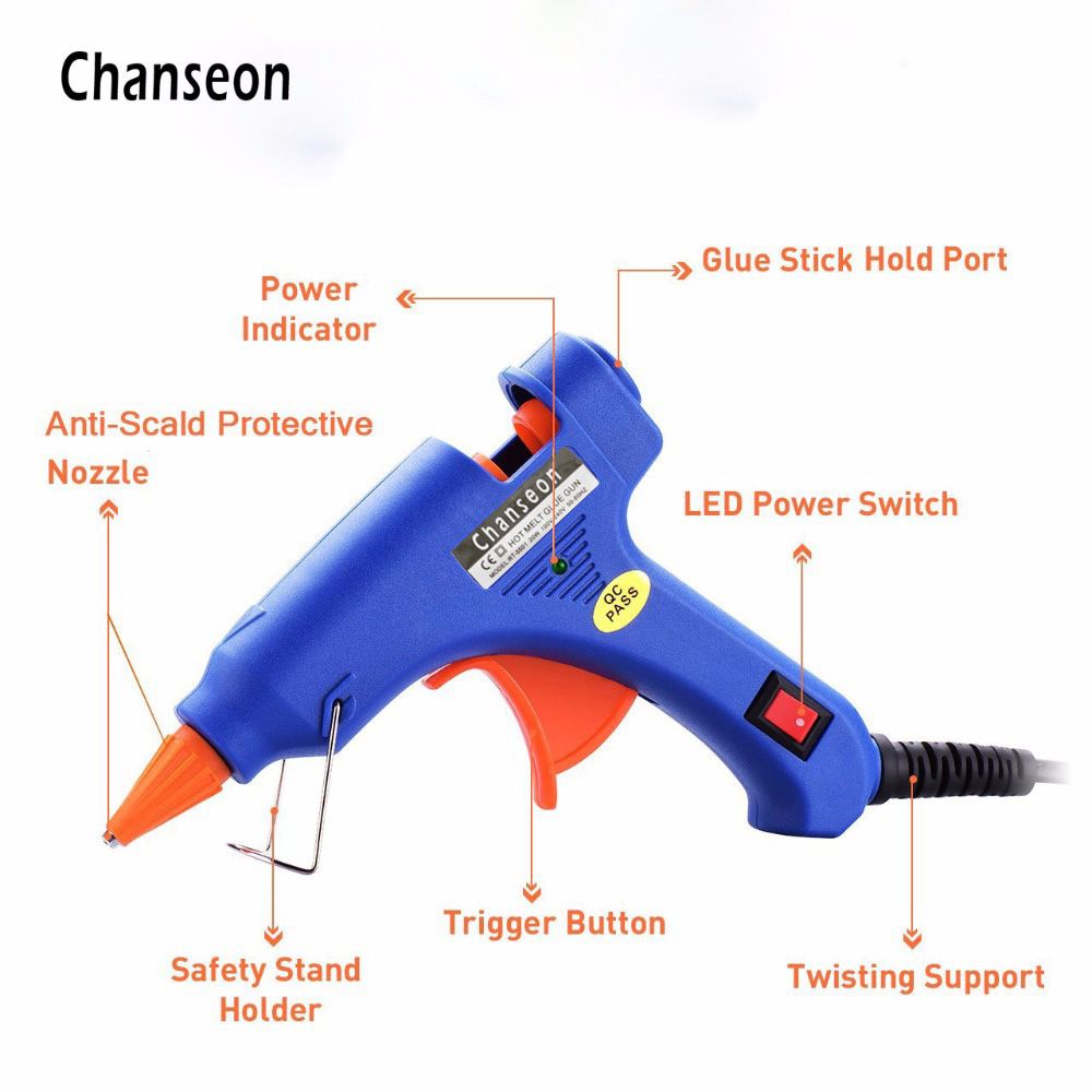20W Mini Hot Melt Glue Gun With 7mm Glue Sticks