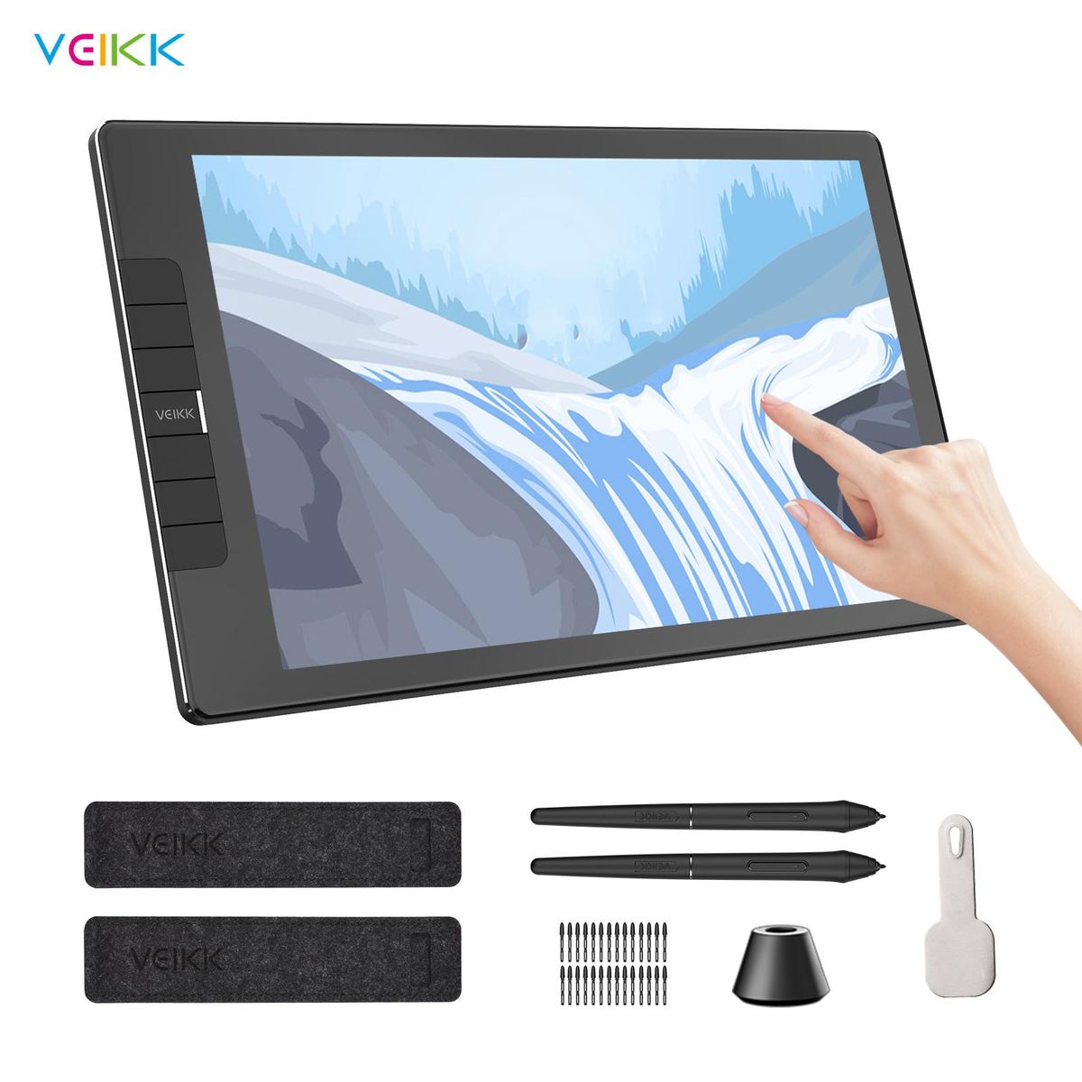 VEIKK VK1200 Graphics Drawing Tablet 11.6 x 9 inch Active Area 8192 Levels Pressure Tilt Function Art IPS LCD Animation Drawing Board with Battery-free Stylus 28 Pen Nibs for Laptop PC Compatible with Windows Mac OS Android f