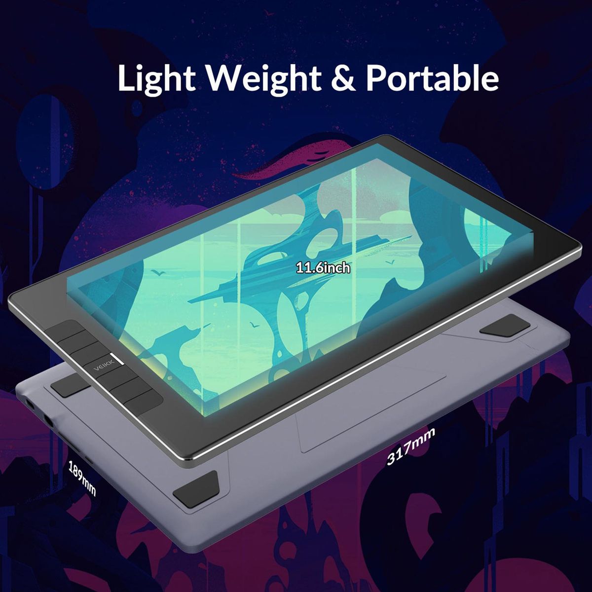 VEIKK VK1200 Graphics Drawing Tablet 11.6 x 9 inch Active Area 8192 Levels Pressure Tilt Function Art IPS LCD Animation Drawing Board with Battery-free Stylus 28 Pen Nibs for Laptop PC Compatible with Windows Mac OS Android f