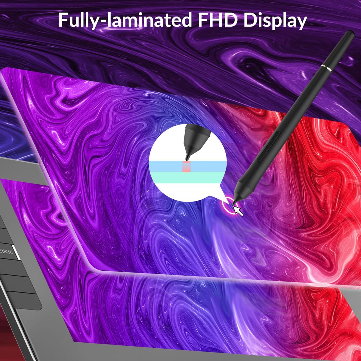 VEIKK VK1200 Graphics Drawing Tablet 11.6 x 9 inch Active Area 8192 Levels Pressure Tilt Function Art IPS LCD Animation Drawing Board with Battery-free Stylus 28 Pen Nibs for Laptop PC Compatible with Windows Mac OS Android f