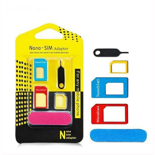 5 In 1 Sim Card Adapters, Nano Micro Standard Sim Card Adapter Abrasive Bar Card Pin