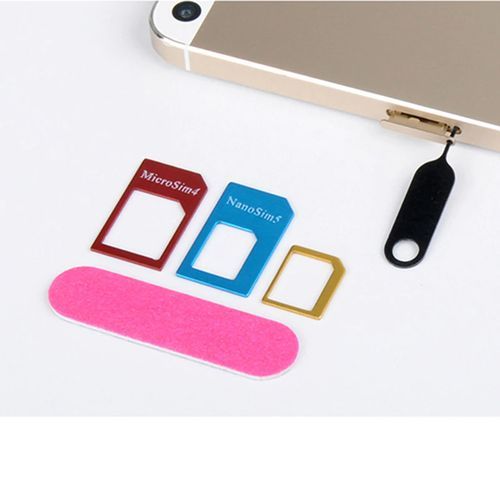 5 In 1 Sim Card Adapters, Nano Micro Standard Sim Card Adapter Abrasive Bar Card Pin