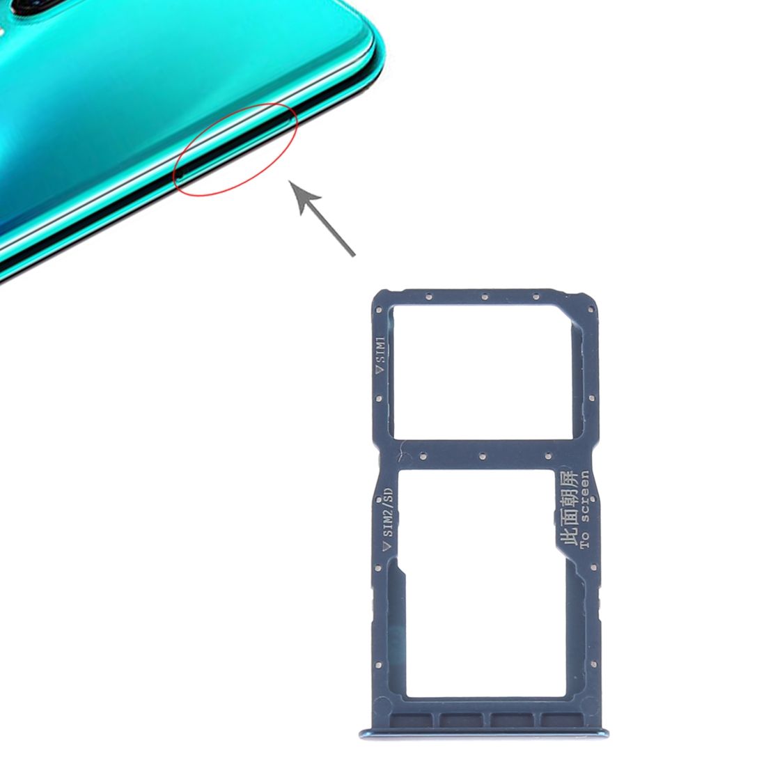 SIM Card Tray +  SIM Card Tray / Micro SD Card For Huawei P30 Lite(Blue)