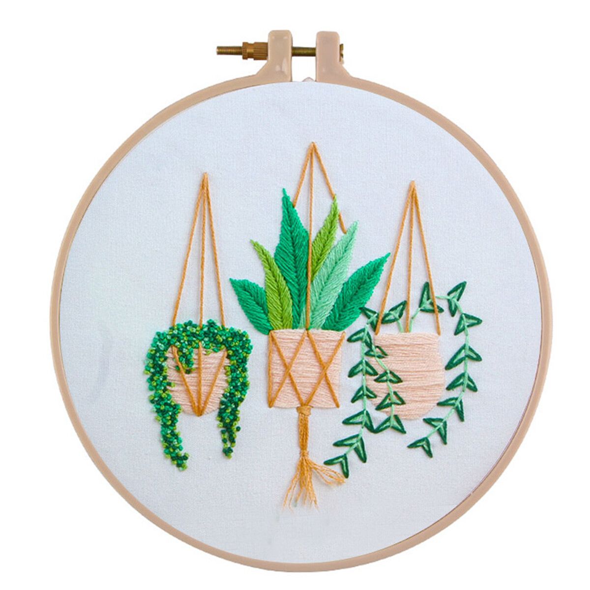 DIY Embroidery Starter Kit Plant Pattern Cross Stitch Needlework Without Hoop Pattern 2
