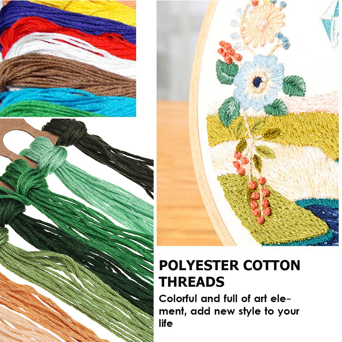 DIY Embroidery Starter Kit Plant Pattern Cross Stitch Needlework Without Hoop Pattern 2