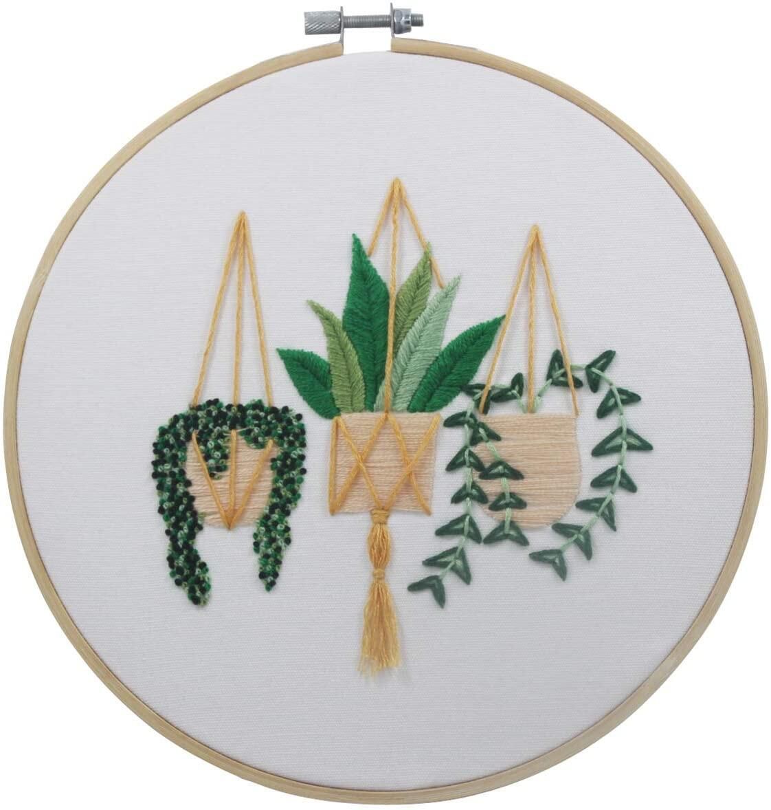 DIY Embroidery Starter Kit Plant Pattern Cross Stitch Needlework Without Hoop Pattern 2