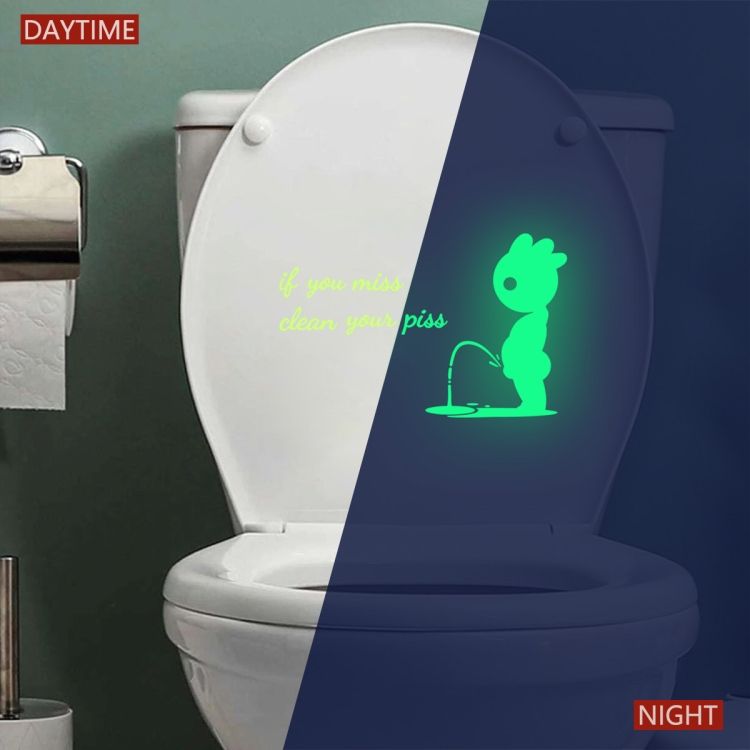 2 PCS Toilet Decoration Luminous Wall Sticker