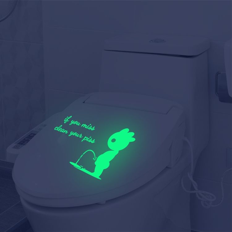 2 PCS Toilet Decoration Luminous Wall Sticker