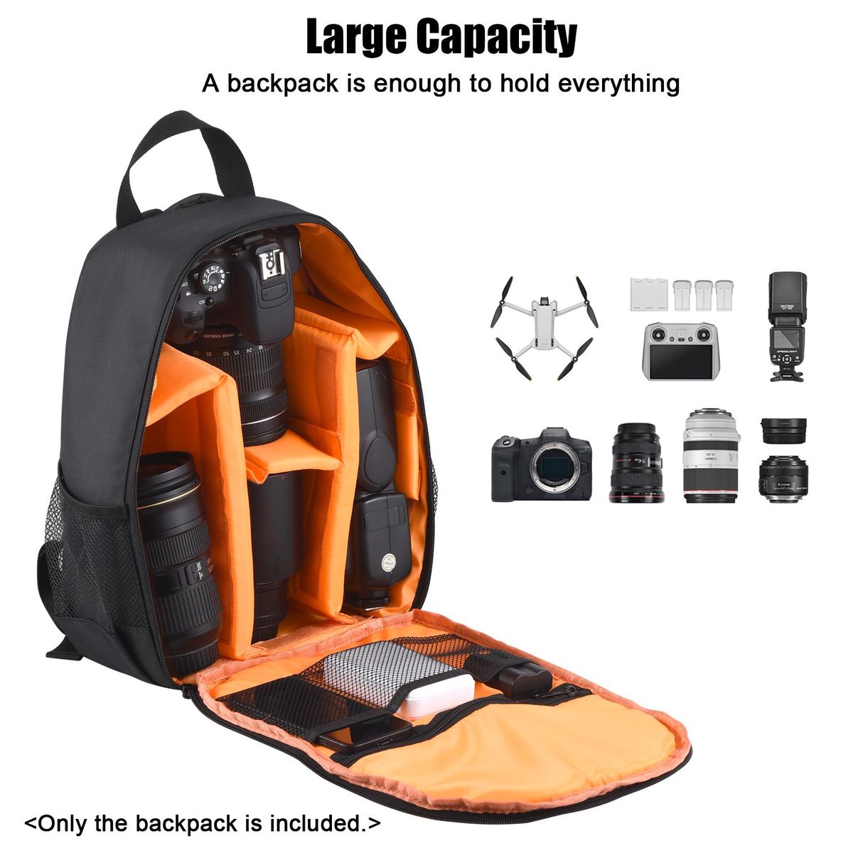 Small Camera Backpack Outdoor Camera Bag Water-resistant Shock-proof Camera Case Replacement for Sony Canon Nikon DSLR/ SLR/ Mirrorless Cameras
