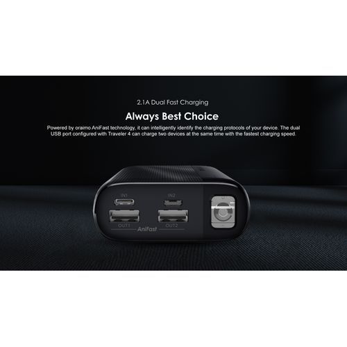 OPB-204D 20000MAH Powerbank Type-C & MicroUSB - BLACK