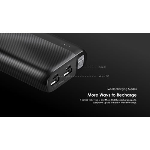 OPB-204D 20000MAH Powerbank Type-C & MicroUSB - BLACK