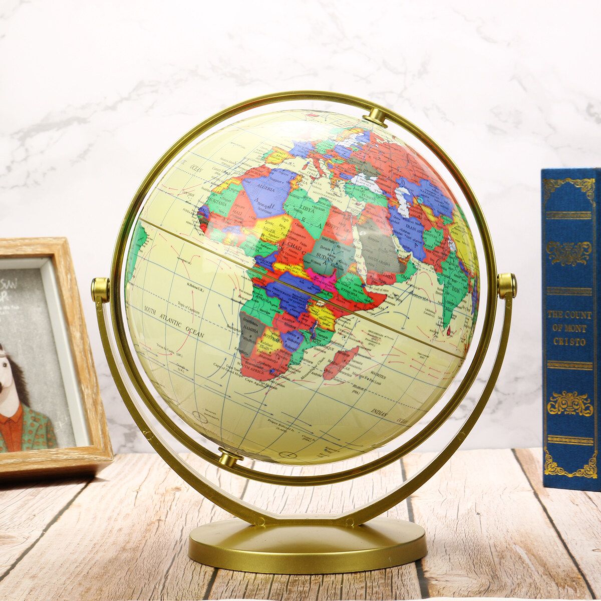360° Rotating World Globe Map Earth Geography World Kids Gift Toy Vintage Style