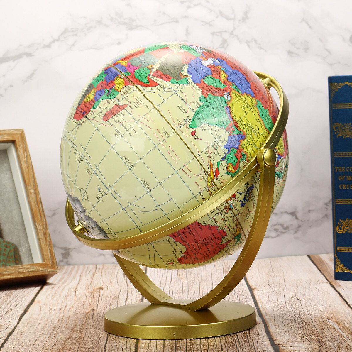 360° Rotating World Globe Map Earth Geography World Kids Gift Toy Vintage Style