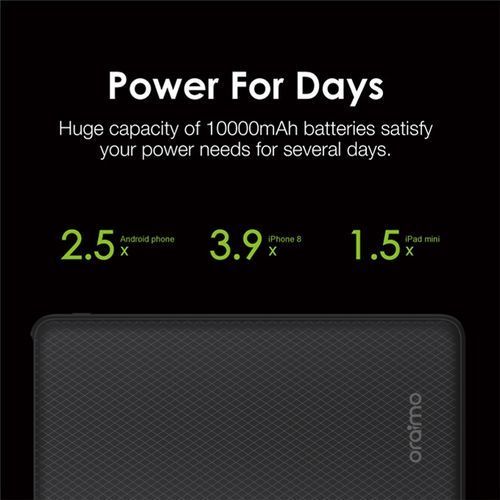 10000mAh Ultra Slim Fast Charge Powerbank  - Black