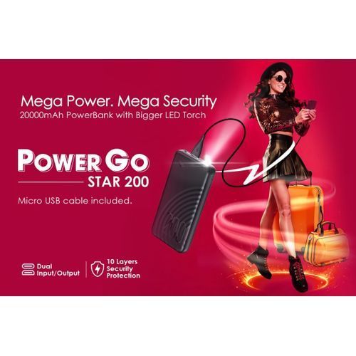 20000mAh Fast Charging Bright Torch STAR 200 Fast Power Bank