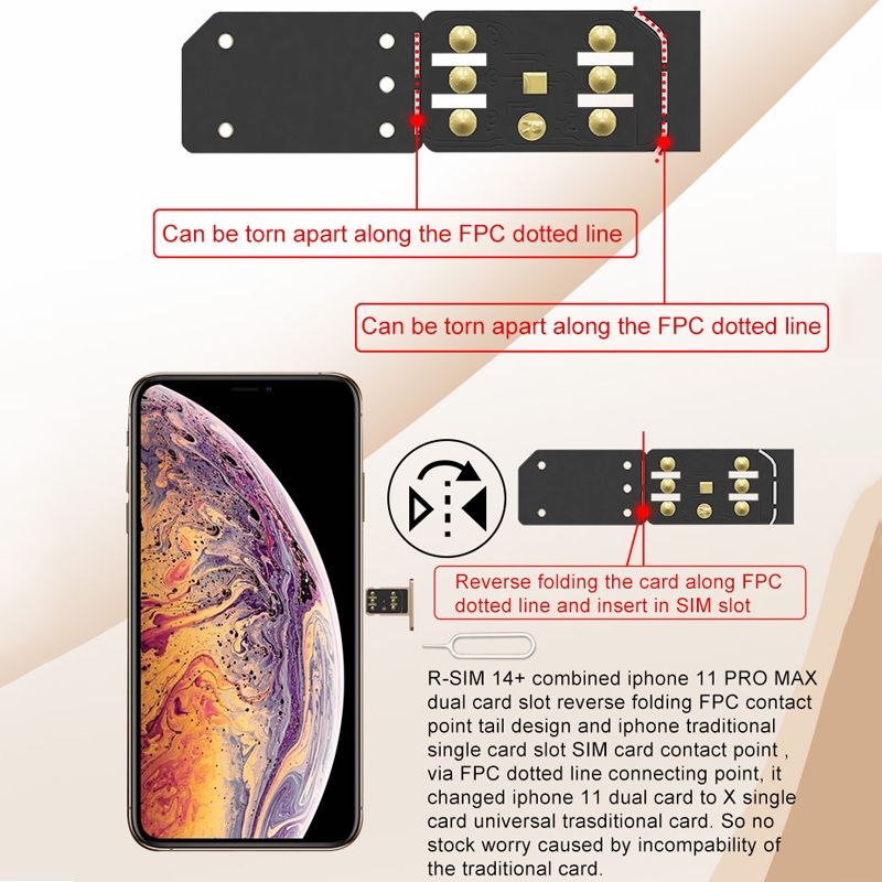 R-SIM 14+ Large Capacity Smart Upgraded IOS 13 System Fast Unlocking Card For IPhone 11 Pro Max, IPhone 11 Pro, IPhone 11, IPhone X, IPhone XS, IPhone 8 & 8 Plus