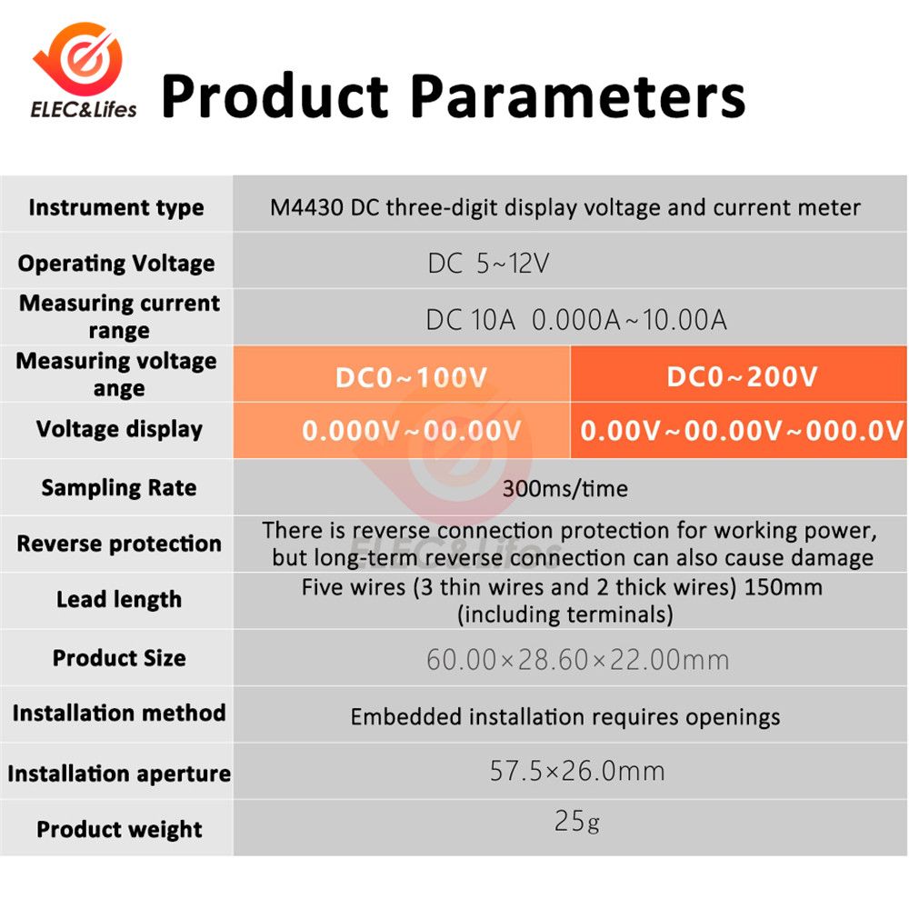 M4430 DC 100V 200V 500V 10A Electronic Digital Voltmeter