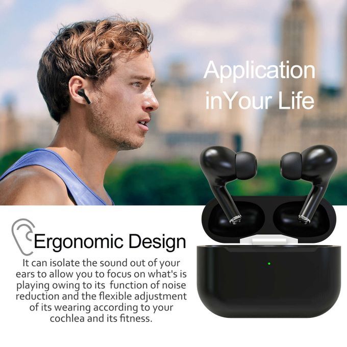 Bluetooth Earphone True Wireless Air Buds3 Headset - Black.