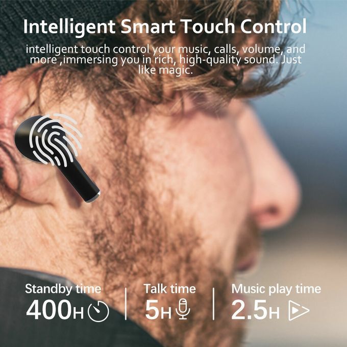 Bluetooth Earphone True Wireless Air Buds3 Headset - Black.