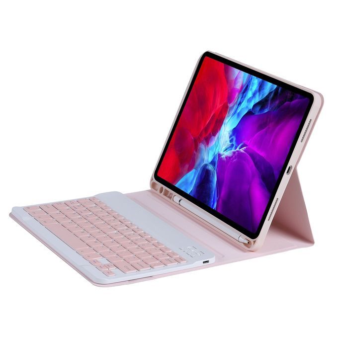 C-11B For IPad Pro 11 Inch (2020) Detachable ABS Candy Color Bluetooth Keyboard Protective Case With Stand & Pen Slot(Pink)