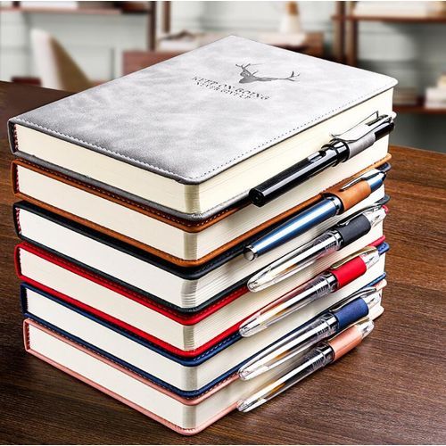 A5 PU Leather Retro Style Lined Paper Notebook Journal  Grey