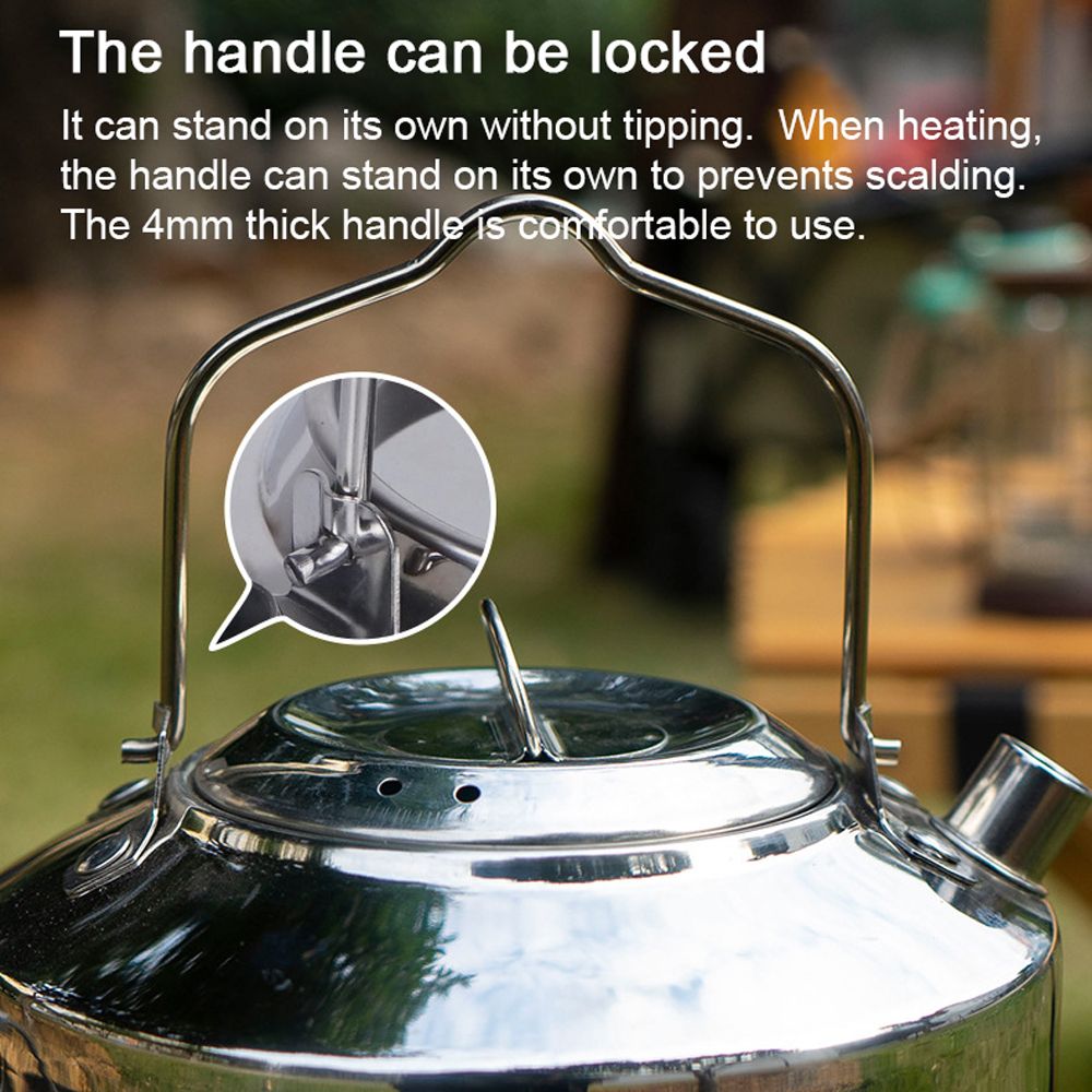 Outdoor Stainless Steel Kettle Locking Handle Camping Hung