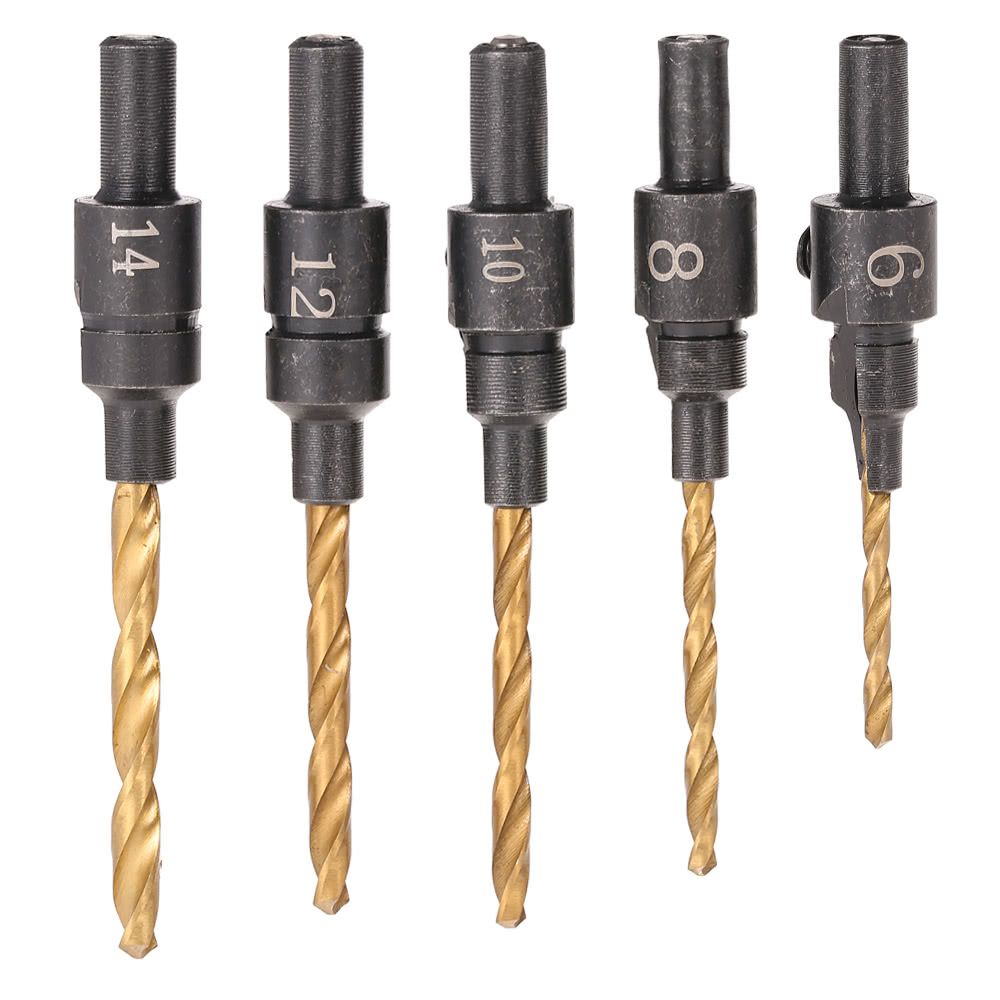 5pcs HSS Countersink Drill Cone Bit Set #6 #8 #10 #12 #14