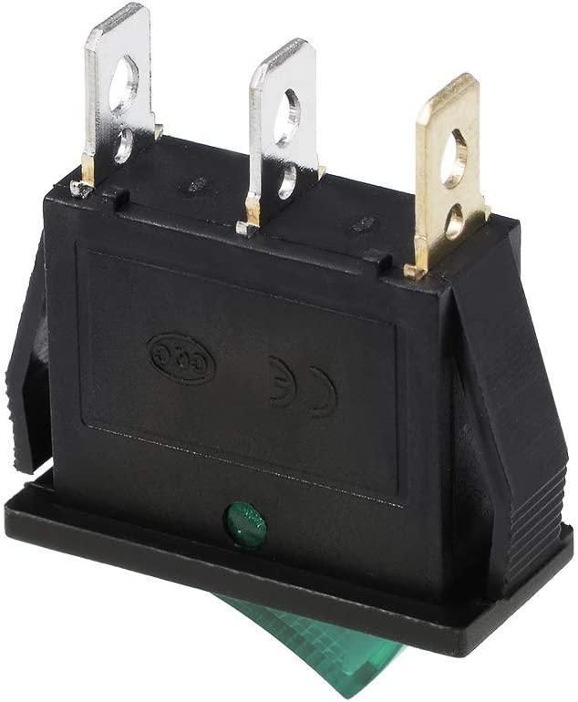 Marine Rocker Switch with Green LED DC 12/24 V 5 pcs.
