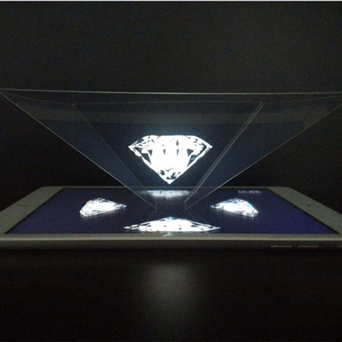 Potable 3D Holographic Hologram Display Pyramid Stand Projector For IPad Tablet