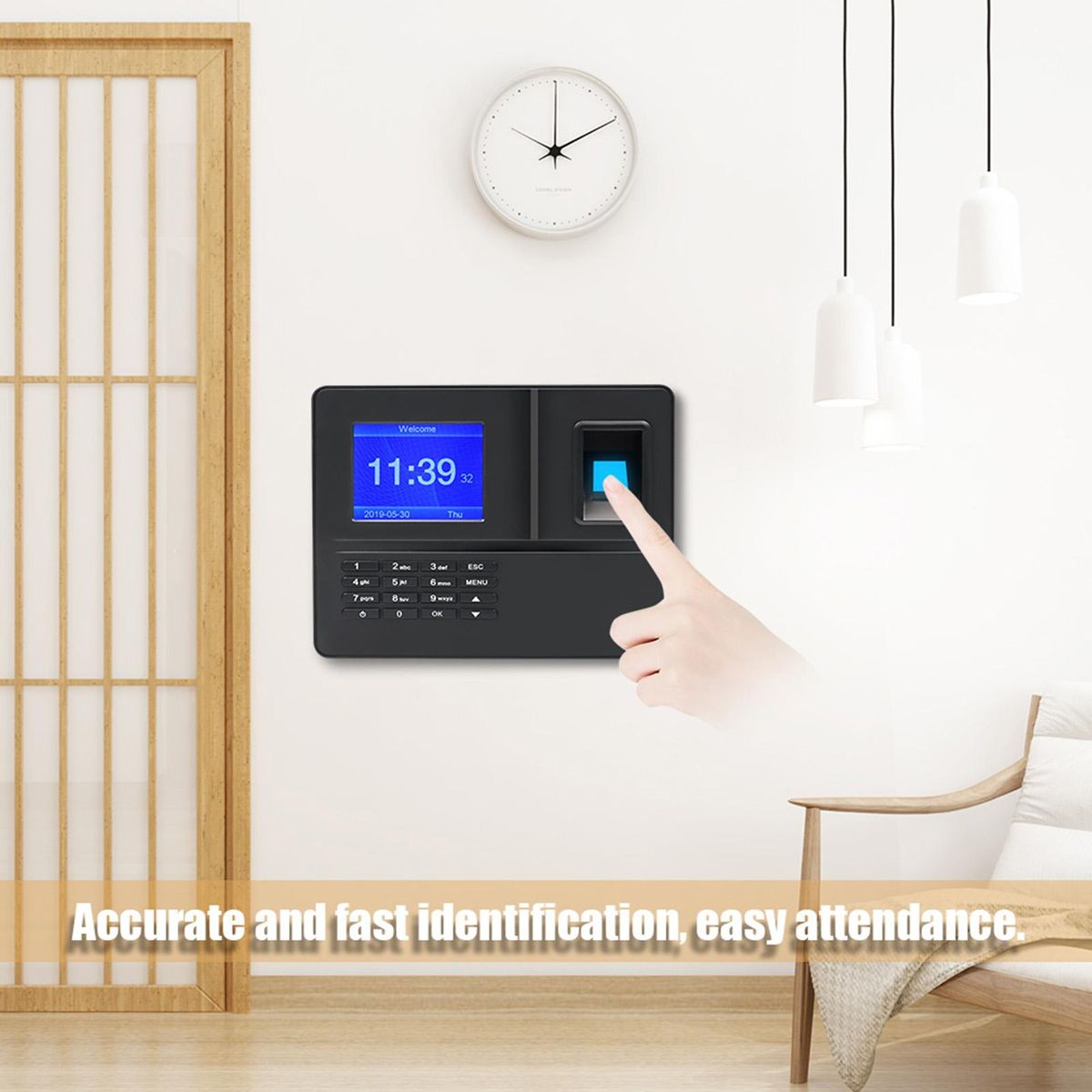 Intelligent Biometric Fingerprint Time Attendance Machine with 3.2 Inch TFT Display Screen Time Clock Fingerprint Password Employee Checking-in Recorder Reader Support USB Disk Ethernet Access Control Multi-language