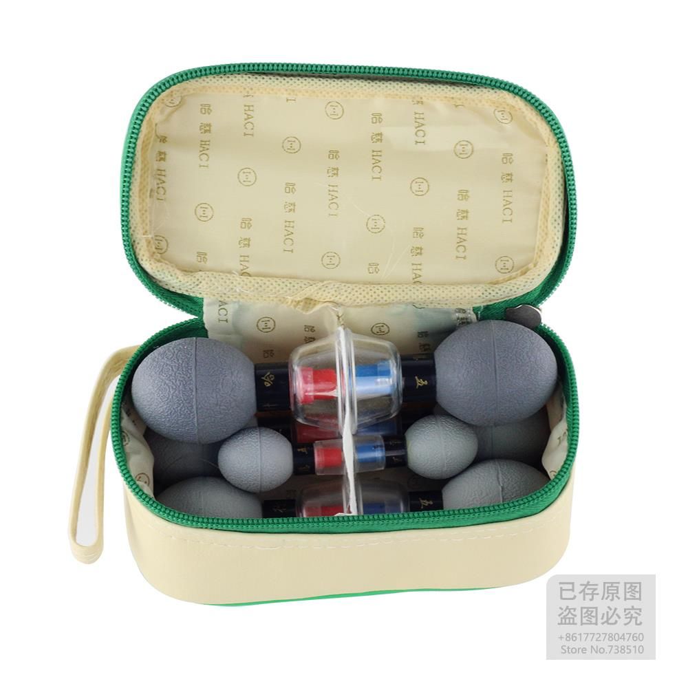 TCM Silver Magnetic Haci Set Suction 8 Cupping Cup Moxibustion Health And Therapy Acupressure Acupuncture Vacuum Household Care