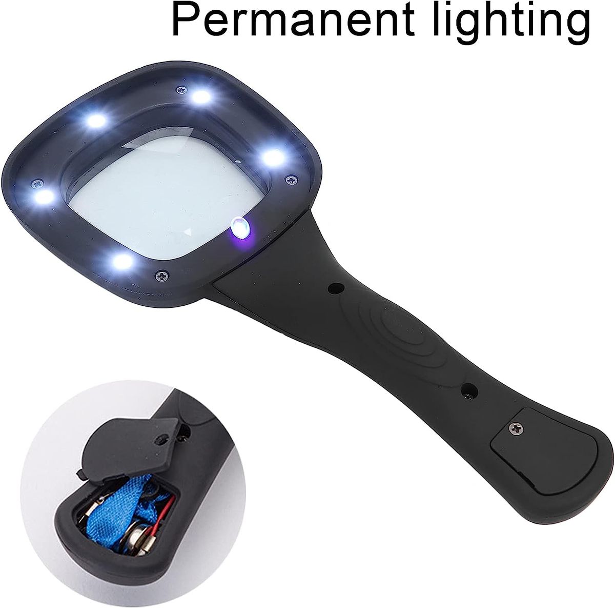 30X Portable Large Magnifier With 6 LED Lights