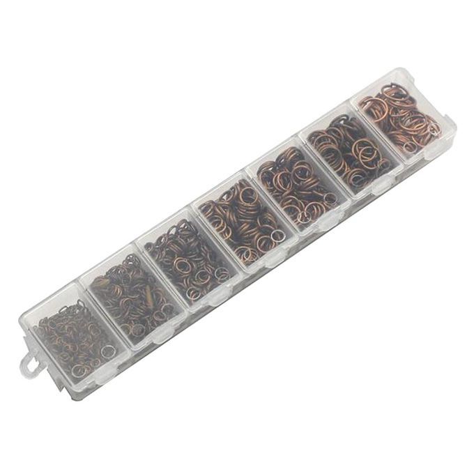 1450 Pieces 3/4/5/6/7/8/10mm DIY Jewelry Findings Open Jump Red Bronze