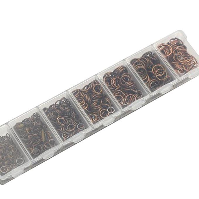 1450 Pieces 3/4/5/6/7/8/10mm DIY Jewelry Findings Open Jump Red Bronze