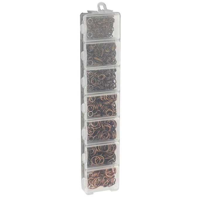 1450 Pieces 3/4/5/6/7/8/10mm DIY Jewelry Findings Open Jump Red Bronze