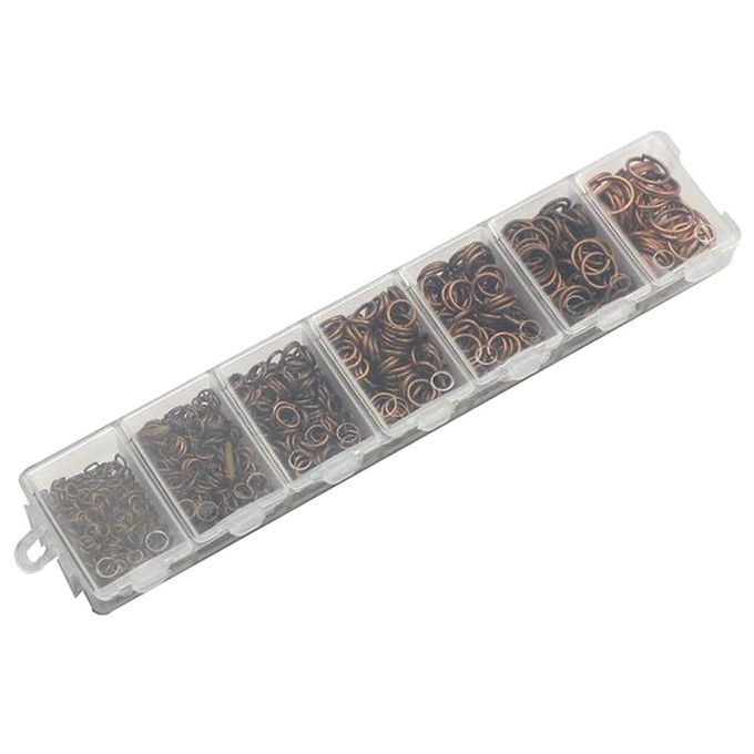 1450 Pieces 3/4/5/6/7/8/10mm DIY Jewelry Findings Open Jump Red Bronze