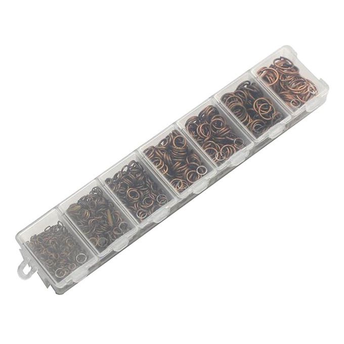 1450 Pieces 3/4/5/6/7/8/10mm DIY Jewelry Findings Open Jump Red Bronze