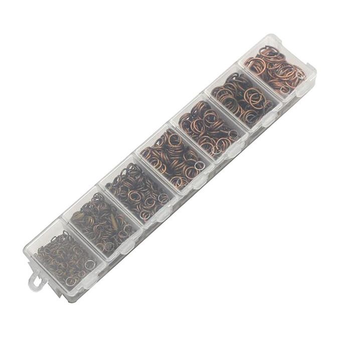 1450 Pieces 3/4/5/6/7/8/10mm DIY Jewelry Findings Open Jump Red Bronze